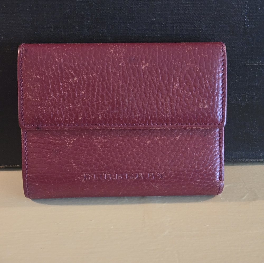 Burberry Burgundy Leather Wallet